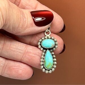 Southwestern 925 Sterling Silver Santa Maria Turquoise Pendant